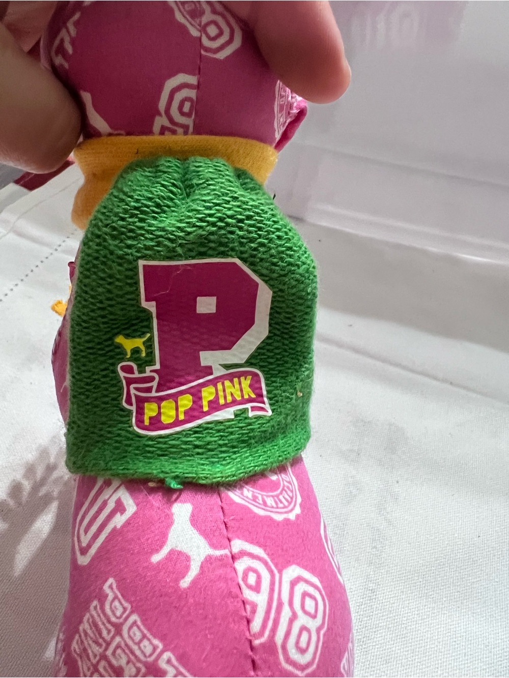 Victoria’s Secret PINK Plush Dog Pop Pink Backpack Yellow Scarf Stuffed Animal - Picture 3 of 6